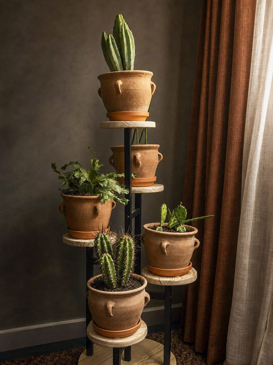 Plantes et poteries en terre cuite dans le salon de massage Mairesia à Villeurbanne